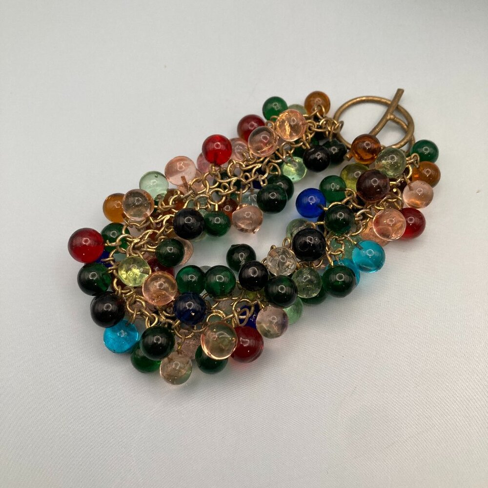 Multi Colored Cluster Beaded Bracelet  Boho  Whimsicore  Funky Jewelry Partycore